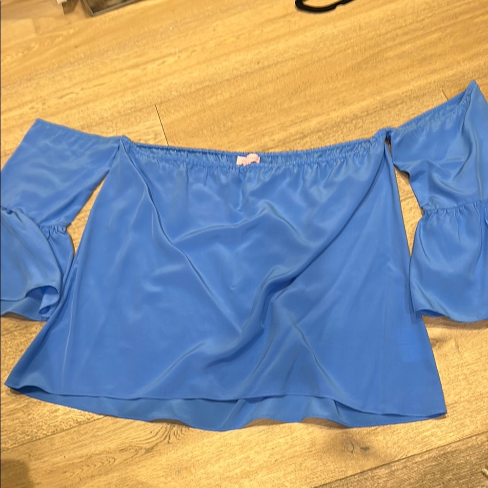Off-Shoulder Blue Blouse